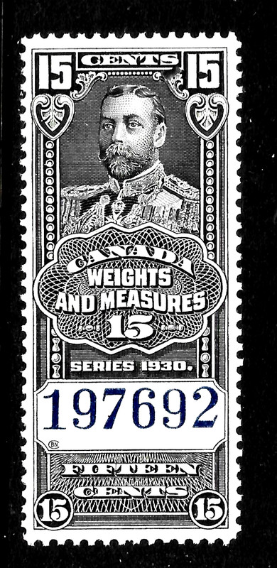 HICK GIRL-M.N.H. CANADA   15  CENTS  WEIGHTS & MEASURE, SERIES 1930        A3267