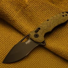 🔥 SOG Kiku XR Limited Blackout CTS XHP Quick-Opening Knife Green Micarta + Clip