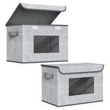 Larger Fabric Collapsible Storage Bins, Foldable Storage Boxes with Lids, Sto...