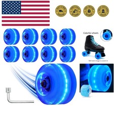 Light Up Roller Skate Wheels 8 Pack, 78A Hardness LED Skateboard Wheels with ...