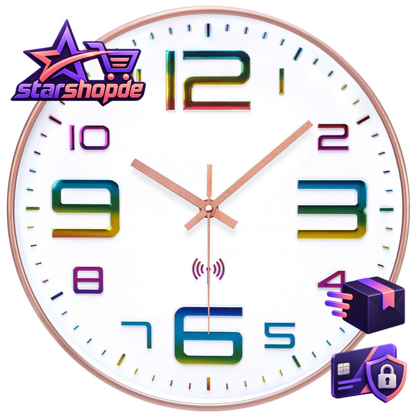 Wanduhr Funk Lautlos GroßE Zahlen FüR Wohnzimmer Schlafzimmer Dekoration-image