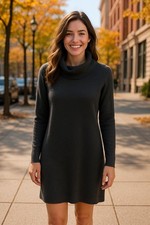 Vince Camuto Women's Size XL Soft Black Stretch Turtleneck Sweater Dress