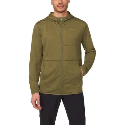 Merrell Mens Full Zip Hoodie Grid Fleece Jacket Moisture Wicking Stretch L Green