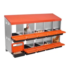 VEVOR 2 Tiers Chicken Nesting Boxes 10 Compartments Metal Egg Laying Boxes with
