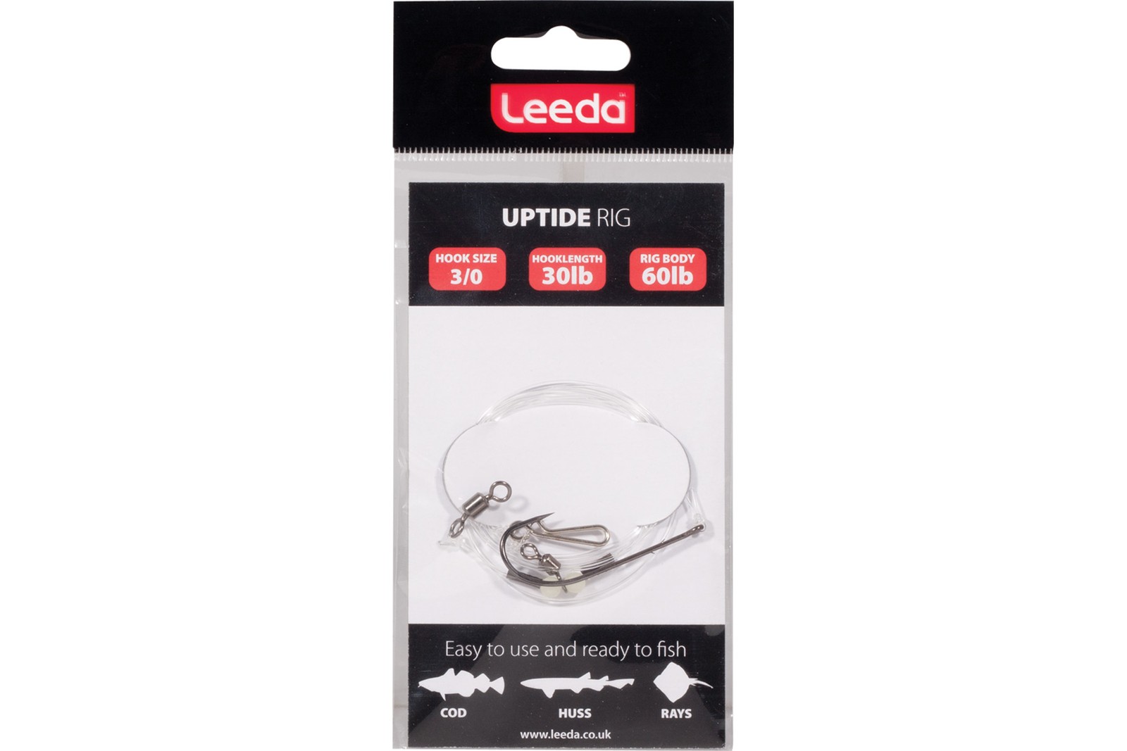 Leeda Uptide Sea Fishing Rig 3/0 60lb Bait Rig Cod Huss Rays