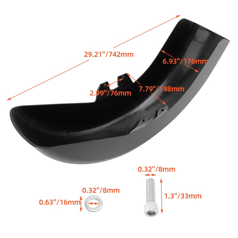 Vivid Black Front Fender For Harley Touring Electra Street Road Glide 1989-2013