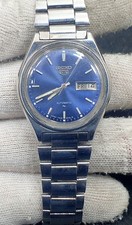 Vintage Of Seiko 5 Automatic Men Watch 21 Jewels Day Date Japan Made Blue Dial