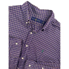 Ralph Lauren Mens Plaid Button Down Shirt Long Sleeve Green Pony Logo Size Lg
