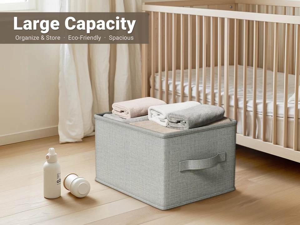 Paquete de 3 contenedores de almacenamiento de tela para estantes | Cestas de almacenamiento de armario de 16,25 x 12 x 10 pulgadas... Foto 2 de 4