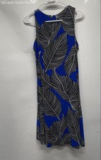 Nine West Womens Blue Printed Sleeveless Back Zip A-Line Dress Size 8