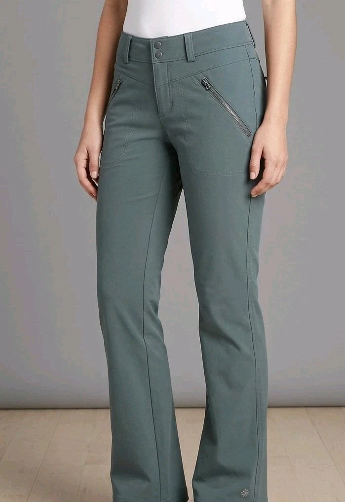 Athleta Women's Blue/Gray Softshell Zip Pocket Outdoor Hiking Boot Cut Pants 8P