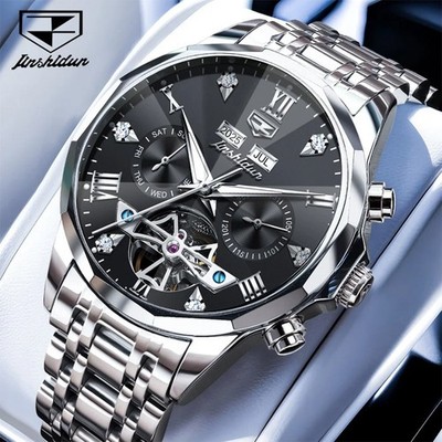 Automatic Mechanical Men's Watch Waterproof Skeleton Stainless Steel Men Strap