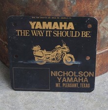 Vintage Yamaha Nicholson Motorcycle Dealer License Plate Sign Texas Dealership
