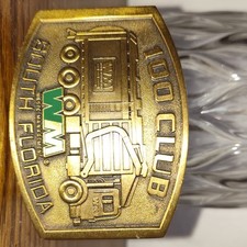 Vintage Waste Management WM100 Club South Florida Belt Buckle Garbage Truck Rare