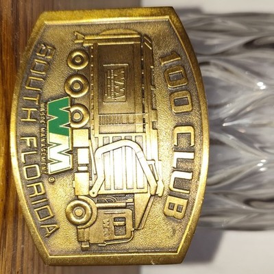 Vintage Waste Management WM100 Club South Florida Belt Buckle Garbage Truck Rare