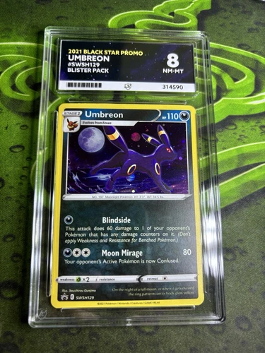 ACE 8 NM-MT 2021 Pokemon Umbreon SWSH129 Evo Skies Blister Promo Holo SWIRL