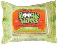 Boogie Wipes Natural Saline Hypoallergenic Nose Wipes, Fresh Scent, 30 Ct