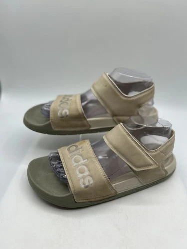 Adidas Adilette sandalo donna taglia 8 allumina marrone comodo gancio e passante EG2130