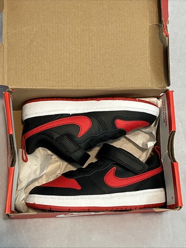 Nike Toddler's Court Borough Low 2 Slip On Sneakers Black Red Size 9 NEW IN BOX!