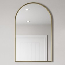 500 x 800mm Brushed Brass Wall Mounted Bathroom Mirror Framed Modern Arch Design