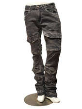 New Evelution New Distressed Pocketed Stacked Jeans w edge FW330288 Washblack