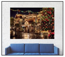 Christmas Night Scene Disney  Large Poster Art Print Gift - A0 A1 A2 A3 A4 A5 +