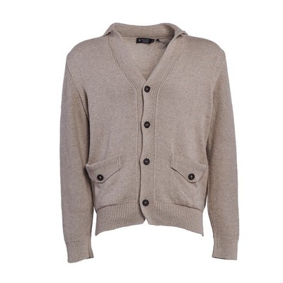 Hackett London Oberteil Pullover Cardigan Strick Knopfleiste beige Gr. XL HM702268