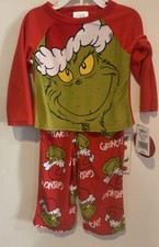 Children's Size 2T Dr. Seuss The Grinch 2 piece Red Fleece Pajamas NWT