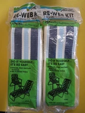 2 Packs Arden Paradise Re-Web Kit Stripes Blue 30' x 3"Lawn Chair Webbing NOS 