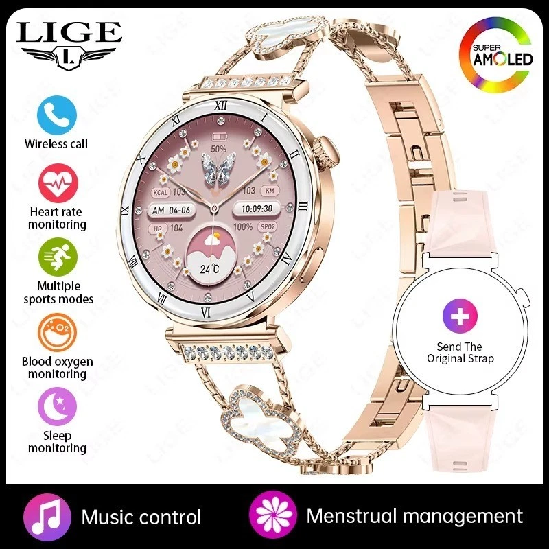 LIGE 1.19"Ultra-Slim AMOLED HD Display Fitness Tracker Smartwatch Bluetoot ML07H