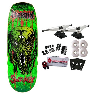 Heroin Skateboard Complete Swampy KO2 Slime Face 10.6'' x 32.1''