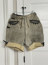 Vintage Suede Leather Traditional German Lederhosen Shorts 60s 70s Waist-31