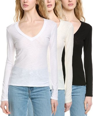 James Perse 3Pk Relaxed V-Neck T-Shirt Women's
