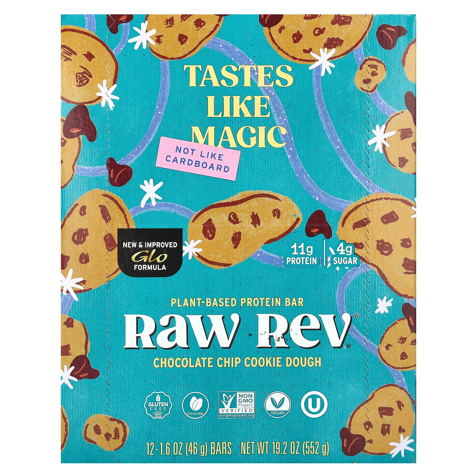 Plant-Based Protein Bar Chocolate Chip Cookie Dough 12 Bars 16 oz 46 g 6390₽