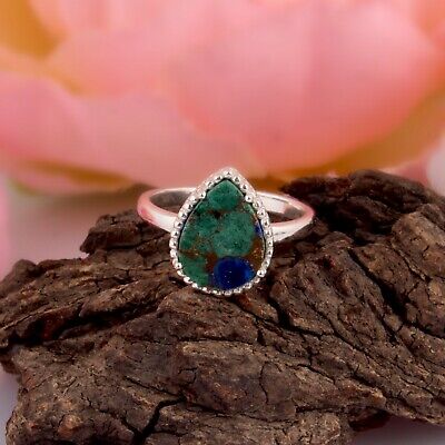 Malachite Ring Teardrop Ring 925 Sterling Silver Ring Green Opal Ring