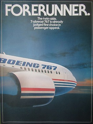 5/1982 PUB 3 SEITEN BOEING 767 AIRLINER AIRLINERS PASSAGIERFLUGZEUG COCKPIT ANZEIGE