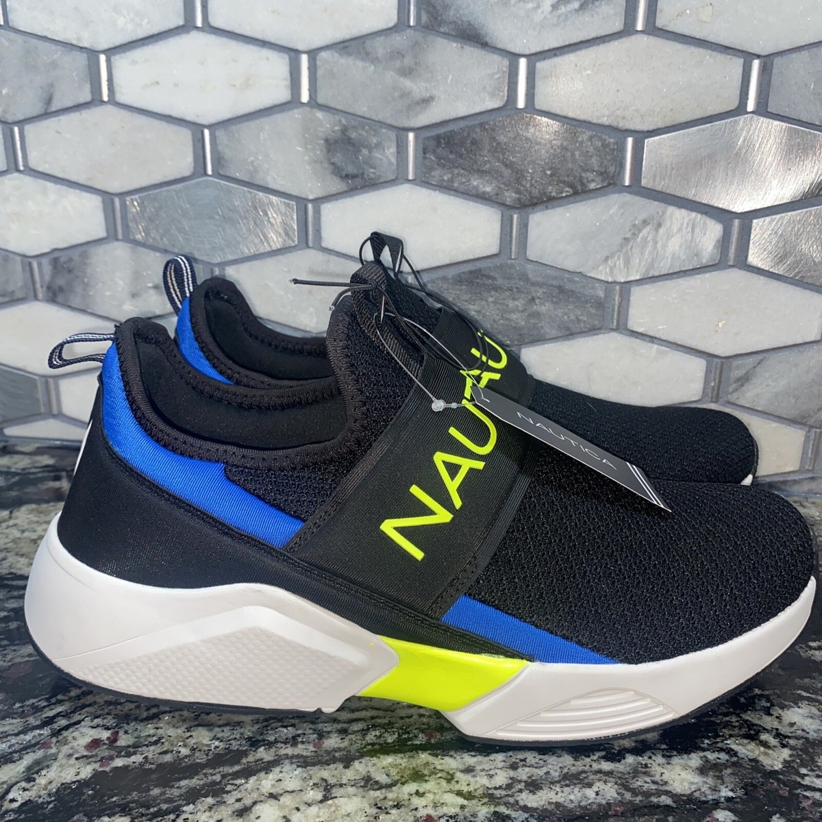 Nautica Mens Casual Slip On Lightweight Sneaker, Black/Lime 