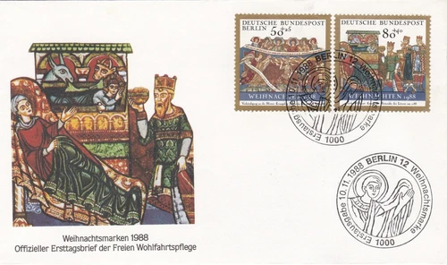 1988 Germany + West Berlin FDC card Christmas (cancel Berlin)