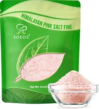 Himalayan Pink Salt, Fine Grain, 16 Oz (1 Pound), Pink Himalayan Sea Salt, Non-G