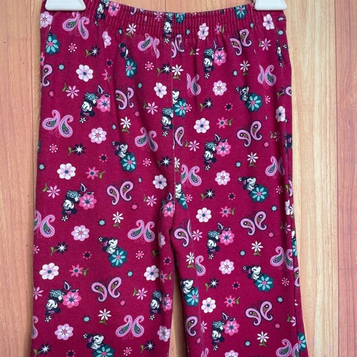 Disney Pants Magenta Minnie Mouse Paisley Floral Print Pull On Vintage Size 4T - Picture 3 of 5