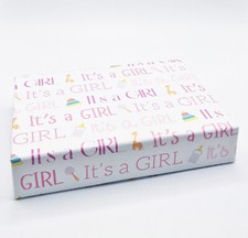 2 Sheets Baby Shower It's a Girl Wrapping Paper New Arrival Pink Giftwrap (W448)