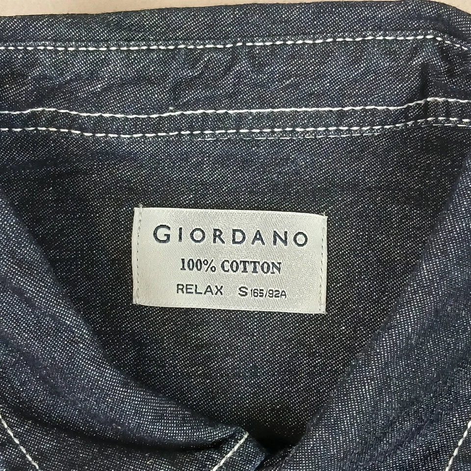 Camisa Giordano Pequeña Para Hombre Denim Manga Larga Abotonada Relajada 21x27 Foto 4 de 4