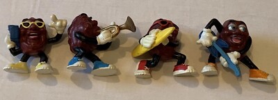 4 Vintage 1988 Hardees California Raisins Surfer Boom Box Trumpet Guitar Player