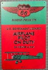 Airplane  Pilot On Duty Novelty Tin Sign 8 X 12