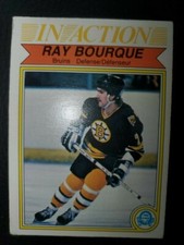 Ray Bourque Boston Bruins In Action O-Pee-Chee 1982-83 OPC Hockey Card #24 EXb