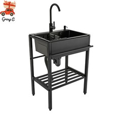 Black Free Standing Kitchen Sink, Multi-Purpose Kitchen Sink, Utility Sink