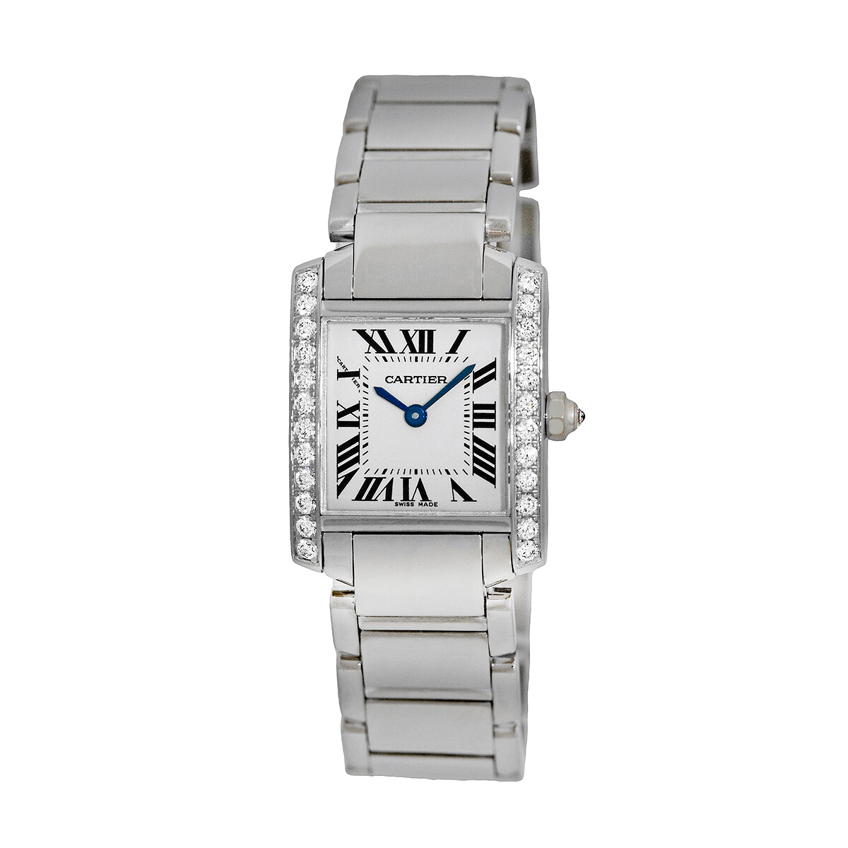 Cartier 18K White Gold Tank Francaise Diamond Watch WE1002S3 with Box & Warranty-image