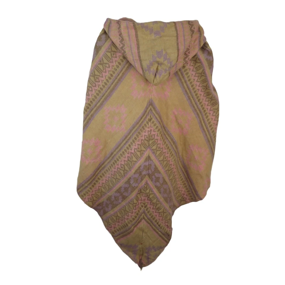 Poncho|2 Botones|Borlas | Capucha+Bolsillo|Boho|Desierto|Mezcla de Lana Yak|Talla 1|Ámbar Foto 3 de 4