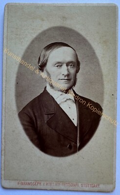 orig. CDV Foto Fotografie Bild alt Herr Mann Mode um 1870 Brandseph Stuttgart