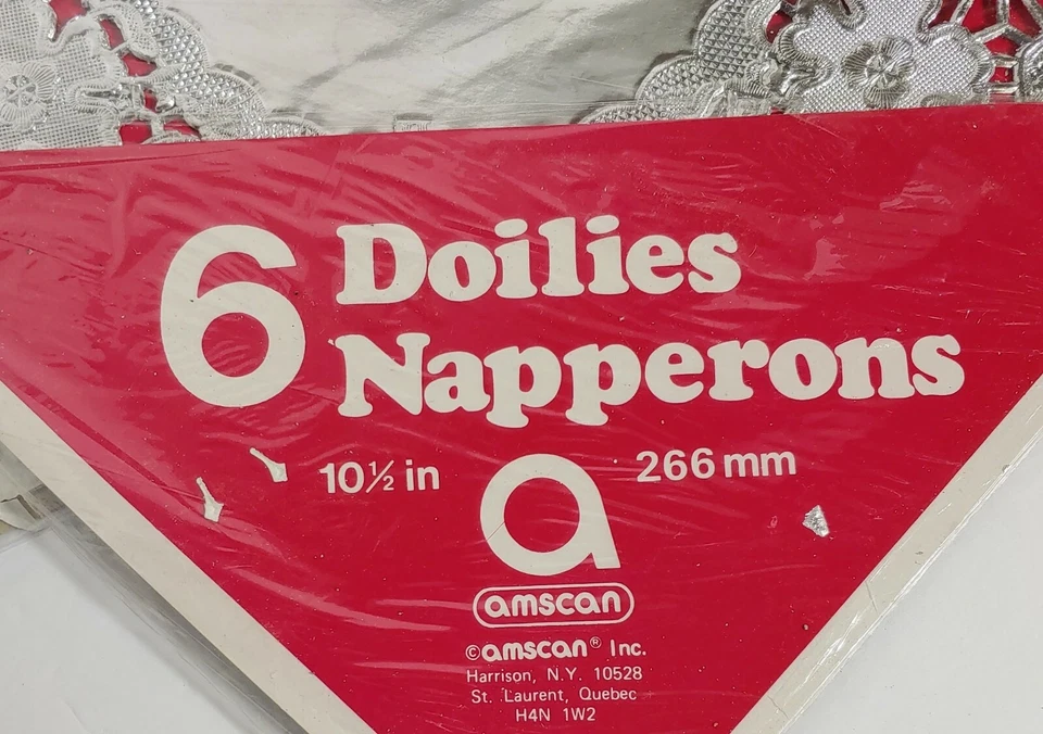 Amscan Silver Doilies lot of 2 Packages One package of 6 Vintage NIP - Imagem 4 de 4